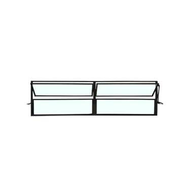 Imagem de Vitrô Basculante em Alumínio Preto, 40x120cm, 2 Seções, Vidro Liso 3mm, para Ventilação