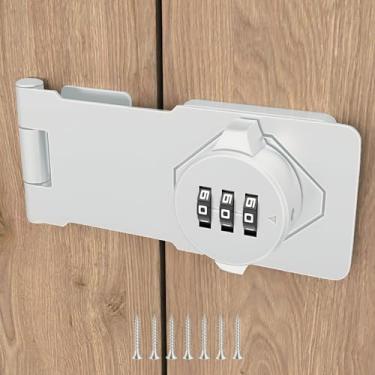 Imagem de Fechadura de combinação sem chave – Fechadura de combinação de 3 dígitos para portas de armário – Trava de trava de ferrolho com código de senha – Trava de porta de armário de liga de zinco para