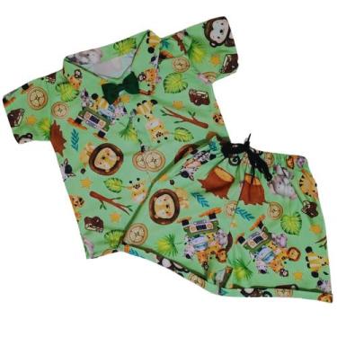 Imagem de Roupa Safari Menino para Festa Conjunto Com Gravata - IEL, Verde, 3 an