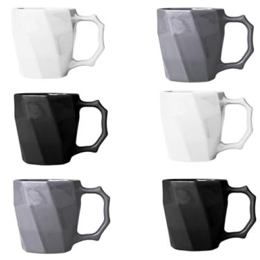 Imagem de Conjunto 6 Caneca Cerâmicas Café Leite Chá Louça Lisa 260ml Design e Cores Exclusivas - E-FCS Store (BRANCO/CINZA/PRETO)