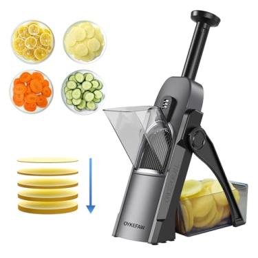 Imagem de OYKEFAW Cortador Mandoline atualizado, fatiador de legumes, fatiador de batata, espessura ajustável, cortador de alimentos, para cozinha