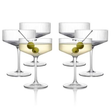 Imagem de LEMONSODA Copos de Martini Coupe transparentes e com nervuras - Utensílios de bar clássicos para Espresso Martini, Manhattan, Cosmopolitan - Vidraria de luxo feita à mão para entretenimento doméstico