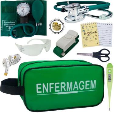 Imagem de Kit Academico Enfermagem Premium Preto Completo - Love Saude, VERDE EN