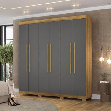 Imagem de Guarda Roupa Casal Doral 218cm 6 Portas de Bater 2 Gavetas Nature/Chum