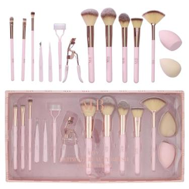 Imagem de Coleção Ultimate Beauty Brush de 14 peças – Kit completo de esponja, pinça, modelador de cílios, ferramentas cosméticas profissionais para o rosto (ouro rosa)