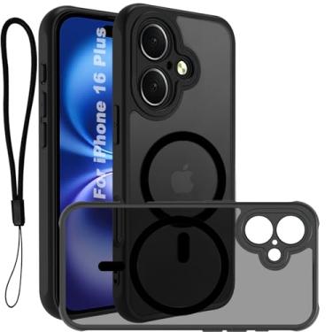 Imagem de USTIYA Magnética Capa para iPhone 16 Plus 6,7 polegadas Case Matte Acrílico Uso Resistente Protetora de Câmera Capinha Acessórios para Celular com Cordão Preto FGCX