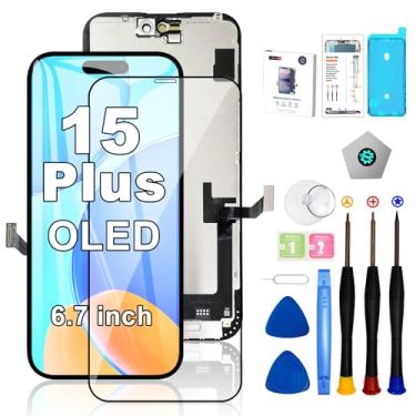 Imagem de EFAITHFIX Tela de substituição para iPhone 15 Plus OLED [NÃO LCD] Tela 3D Touch Screen FHD Digitalizador Assembléia (A2847 A3093 A3094 A3096) com ferramentas de reparo Protetor de tela adesivo à prova