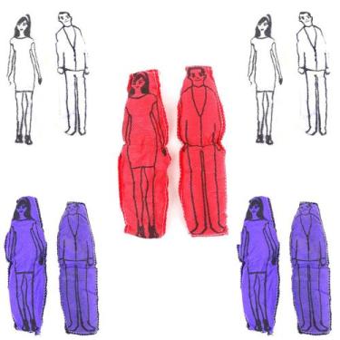 Imagem de Boneco de Pano Vermelho Branco Roxo Vodu Voodoo Umbanda Macumba Amor R