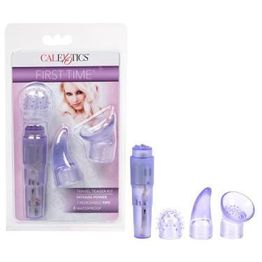 Imagem de CalExotics Kit de viagem para primeira viagem – Vibrador Bullet à prova d'água – Brinquedos adultos para casais – Massageador de bolso sem fio com dicas de prazer – Roxo