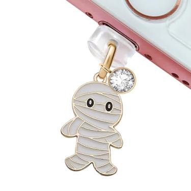 Imagem de ELISE & FONDA Porta de carregamento USB CP659, plugue antipoeira, pingente de telefone para iPhone 14/13/12/11/XS MAX/XR/X/8 Plus/7/6S/8/SE iPad iPod (branco)