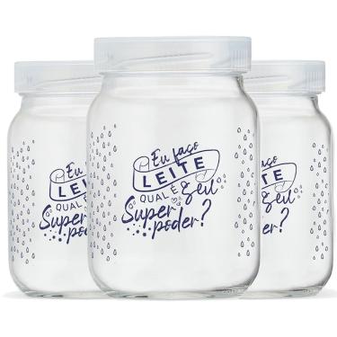 Imagem de Pote de Vidro para Leite Materno 200ml Com Tampa Plástica 3 Unidades