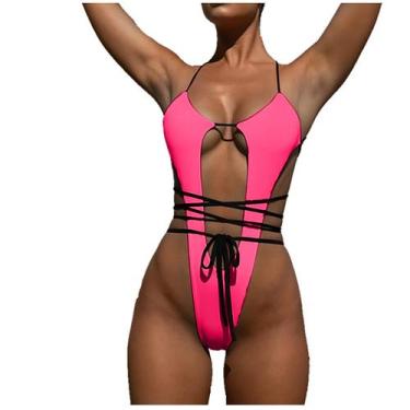 Imagem de Conjunto de biquíni feminino moda maiô casual soild sexy swimwear beac