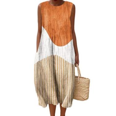 Imagem de Vestido maxi feminino Akivide com estampa floral boho de verão com bol