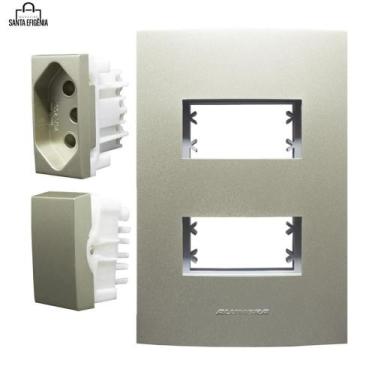 Imagem de Kit Int Simples Tomada 10A Champanhe Inova Pro Class Alumbra