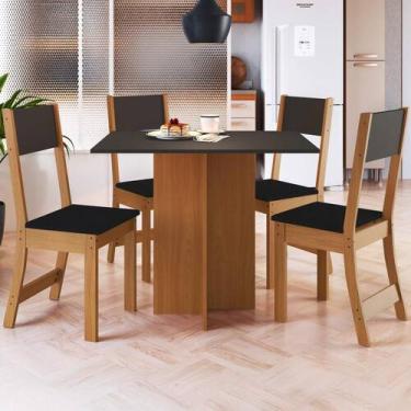 Imagem de Conjunto Sala de Jantar Fidelitá Roma Com 4 Cadeiras Freijó/Chumbo/Pre