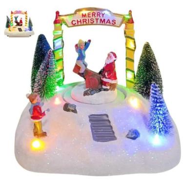 Imagem de Enfeite Natalino Natal Papai Noel Arvore LED Som Movimento Parquinho G