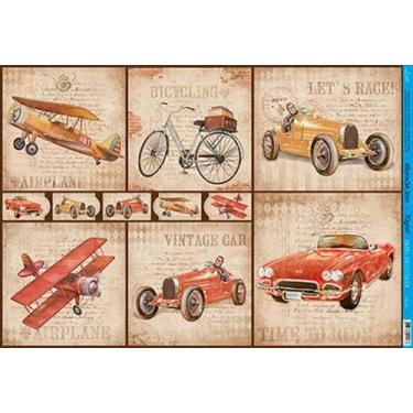 Imagem de Papel Decoupage Pd-901 Carros E AviÕEs Antigos 34,3x49 - Litoarte