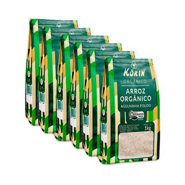 Imagem de Kit 6X: Arroz Agulhinha Polido Orgânico Korin 1kg