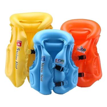 Imagem de Colete Boia Salva Vidas Inflável Criança Piscina Pra Amarelo