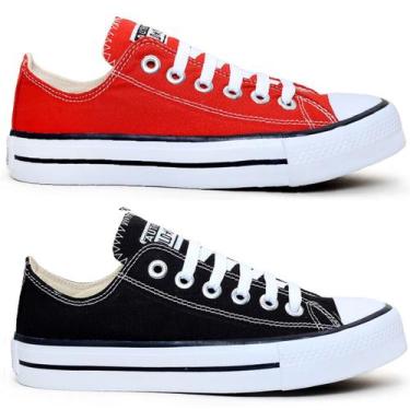 Imagem de Kit 2 Tênis Star Authentic Kalum Feminino Sola Reta Ori, Preto, Vermel