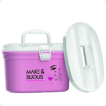 Imagem de Caixa Frasqueira Maleta Oval Com Bandeja Interna Cor Rosa