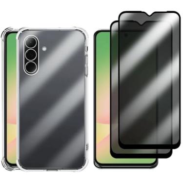 Imagem de Kit 2 Películas Anti-Espião Privacidade + Capa Antichoque Transparente com Bordas Reforçadas para Samsung Galaxy A56, Proteção Total