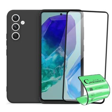 Imagem de Kit Proteção para Samsung Galaxy M55, Capa Aveludada Premium com Proteção para Câmera + Película de Proteção Cerâmica 9D, Preto
