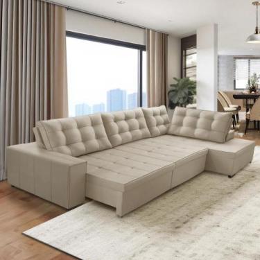 Imagem de Sofá de Canto Retrátil e Reclinável com Molas 3,00x2,00 Jacke Suede Be