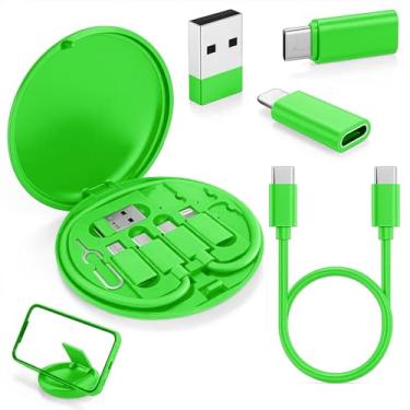 Imagem de Caixa de armazenamento de gerenciamento de cabos com cabo de carregamento e suporte de cartão, estojo organizador de cabos de mesa para uso em casa, escritório