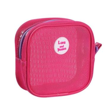 Imagem de Bolsa de armazenamento de artigos de higiene pessoal durável cor doce estojo de maquiagem portátil feminina (rosa vermelha), Vermelho, Tendência