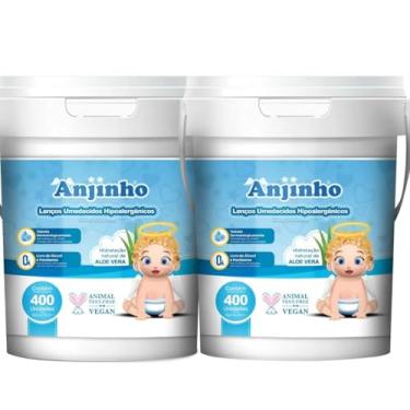 Imagem de Lenços Umedecidos para Bebê Balde com 400 Unidades BaldeToalhas Umedecidas com Aloe Vera (Azul, 02 Balde)