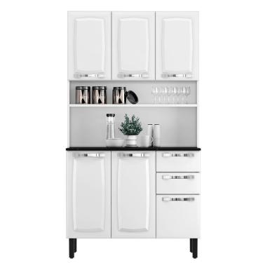 Imagem de Armário De Cozinha Aço Compacto 105cm 6 Portas 2 Gavetas Itatiaia Pratika Branco