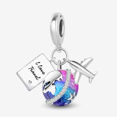 Imagem de 1 peça de berloque de prata para turnê mundial moderna adequada para mulheres, faça você mesmo e roupa diária combinando para mulheres, presente para mamãe