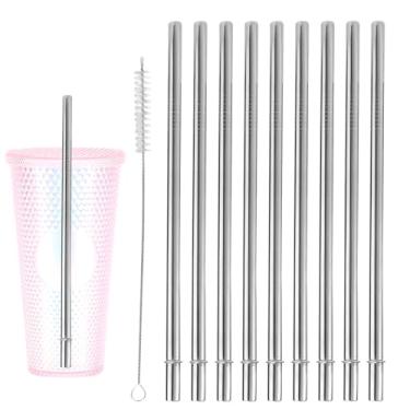 Imagem de Lyreh 10 Palhinhas de Aço Inoxidável Substituição para Starbucks Cold Cup Venti 24 oz, Palhinhas Retas Metal Reutilizáveissem BPA com Escova de Limpeza para Starbucks