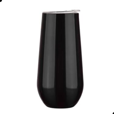 Imagem de Taça Térmica Para Espumante Champagne Com Tampa Copo Formato Flauta Drink Premium 180ml Mantém Temperatura 6 Horas (Preto)