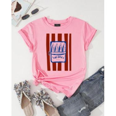 Imagem de Blusa Camiseta Adulto Feminina Sardines Lata - Gatto Dress, Rosa, M
