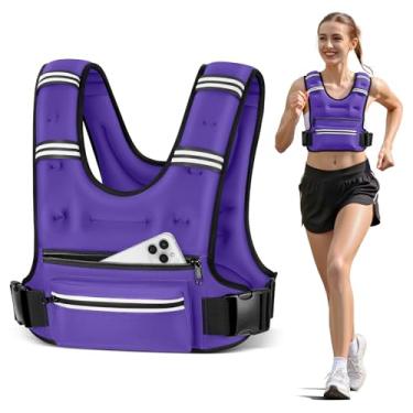 Imagem de Mieakvool Coletes ponderados para mulheres e homens, 8 12 16 9 kg colete ponderado com bolsos de armazenamento, colete de corrida com faixa refletiva, colete de peso com alças ajustáveis para corrida