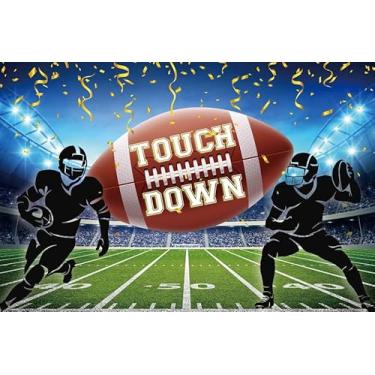 Imagem de ZJRBJB Tigela de 3 x 2,4 m para decoração de futebol esportivo de rúgbi, balões de pano de fundo, verde, esportes, fundo de toque, grama, futebol, holofote, fã, jogo, aniversário, festa, banner