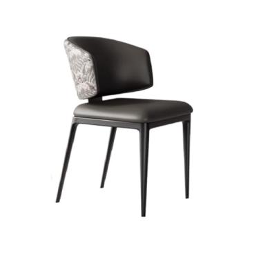 Imagem de Cadeira de jantar ergonômica com espuma de alta densidade e pernas de aço carbono (almofada de assento preta encosto branco)