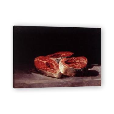 Imagem de Três bifes de salmão Francisco De Goya Impressão em tela romântica espanhola - Obra-prima do influente pintor romântico 69,8 x 98 cm emoldurado