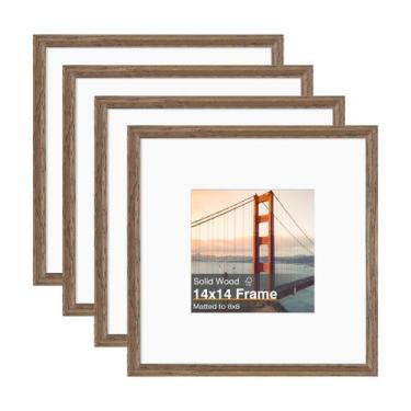 Imagem de Porta-retratos KINLINK Brown Wood 14x14 para 8x8 com tapete, pacote co