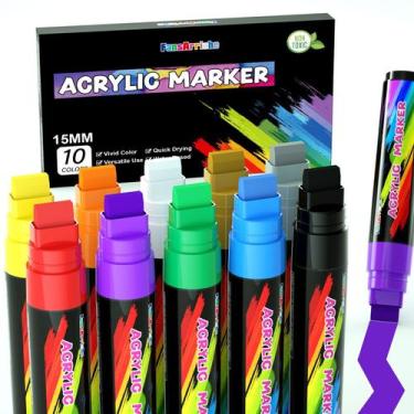 Imagem de Marcadores de tinta acrílica FansArriche 15mm Jumbo 10 cores