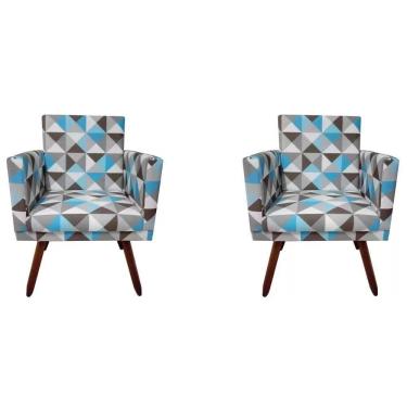 Imagem de Kit 2 Poltronas Nina Sala De Estar Triangulo Azul