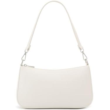 Imagem de NIUEIMEE ZHOU Bolsa de ombro pequena com 2 alças removíveis para mulheres, Branco