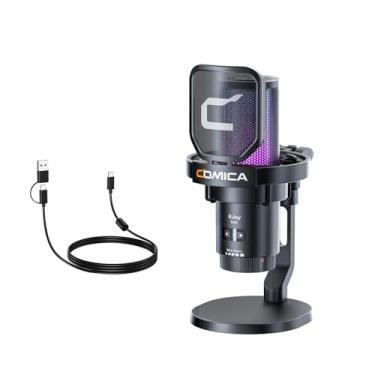 Imagem de COMICA EJoy Uni Microfone USB Gamer RGB para PC/PS4/PS5/Mac, Microfone para Streaming, Podcast, YouTube, com Cancelamento de Ruído, Mudo e Controle de Ganho