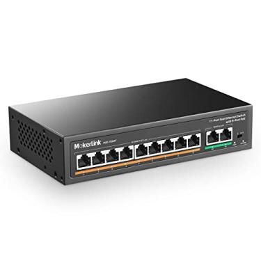 Imagem de MokerLink Switch Poe De 11 Portas Com 9 Portas Poe+, 2 Fast Ethernet Uplink, 10/100 Mbps, 120 W 802.3Af/At Poe, Switch De Rede Plug & Play Sem Ventoinha