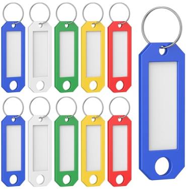 Imagem de Uniclife 10 etiquetas de chave, 5 etiquetas coloridas com etiquetas, etiquetas de chave para chaveiro, identificadores de chave de plástico com anel dividido, etiquetas de chaveiro em branco para casa