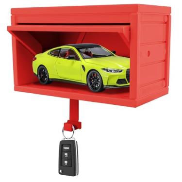 Imagem de Porta-chaves de garagem de carro com porta de abertura, porta-chaves para parede, organizador de abridor de fechadura, garagem de carro de brinquedo pequeno com porta de abertura, suporte de chaves de