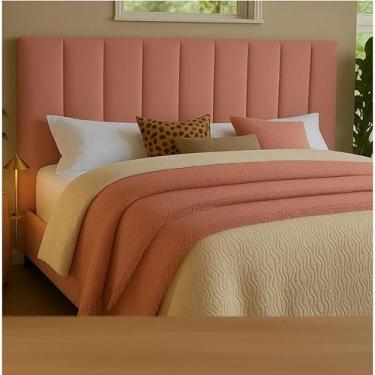 Imagem de Cabeceira Nuvem Para Cama Solteiro Em L – Estofada Com Fita Dupla Face De Fixação Sem Furos Na Parede (Rosa)