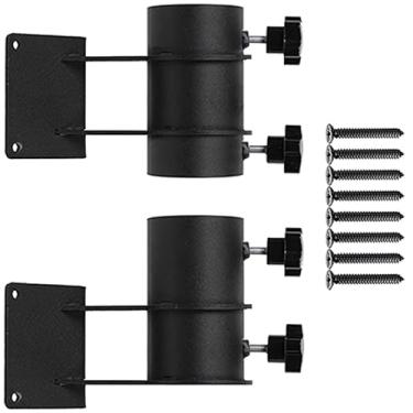 Imagem de Grade de deck para suporte de guarda-chuva de metal resistente, suporte de guarda-sol economia de espaço ao ar livre, braçadeira de varanda de pátio ângulo de 90 graus para, 2 peças de suporte de deck